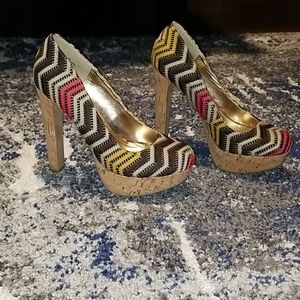 Multi-colored Cork Heels